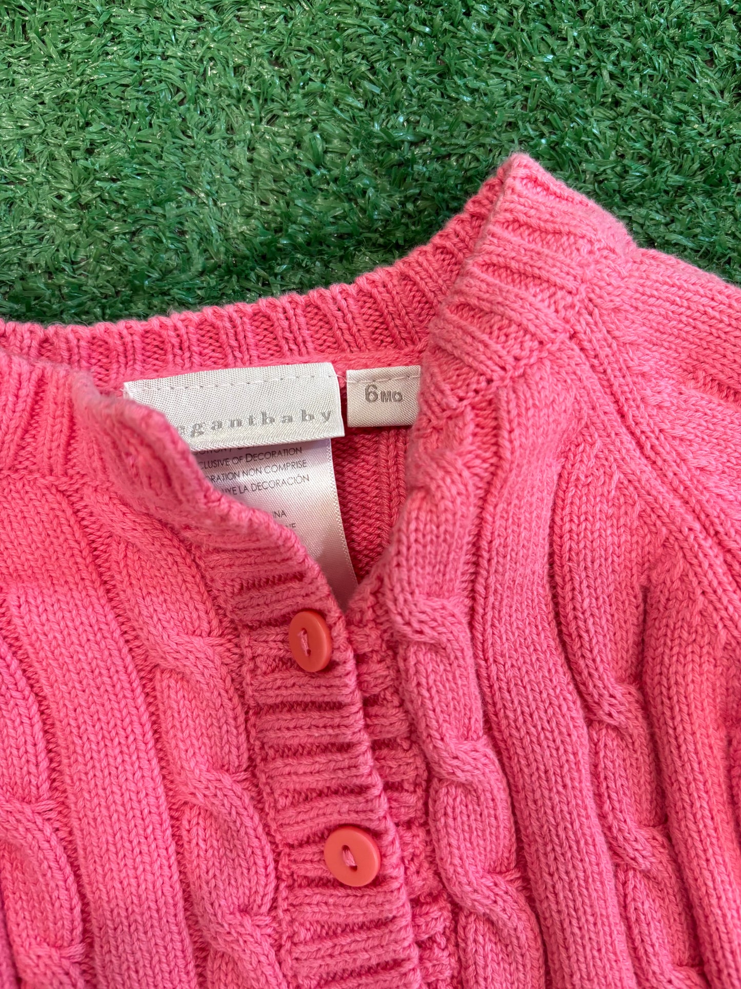 Kids Vintage Pink Cable Knit Sweater (6MO)
