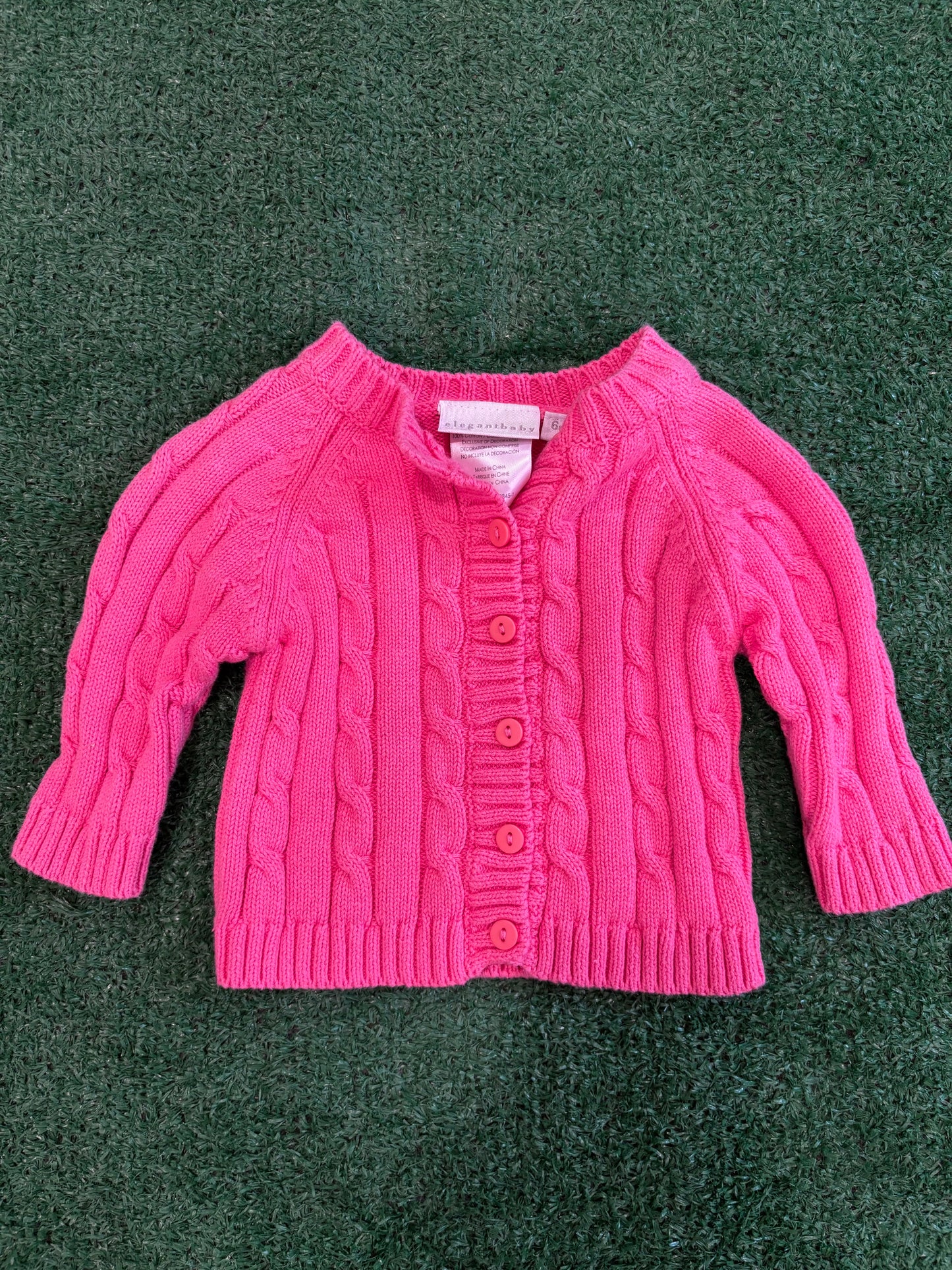 Kids Vintage Pink Cable Knit Sweater (6MO)