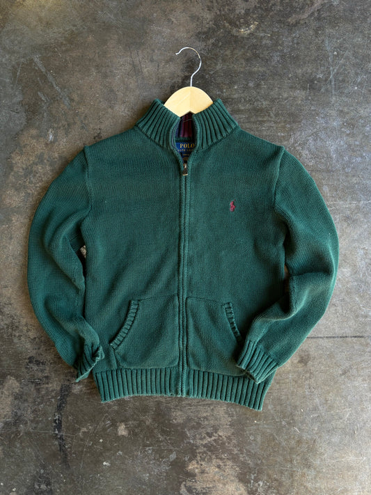 Vintage Green Polo Sweater Zip Up (XS)