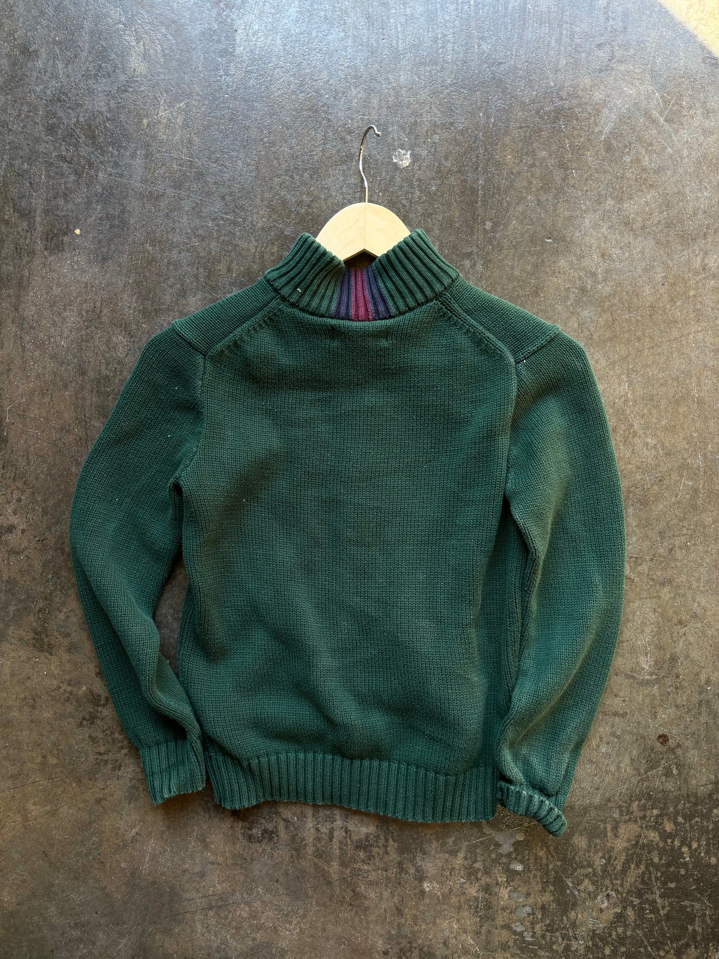 Vintage Green Polo Sweater Zip Up (XS)