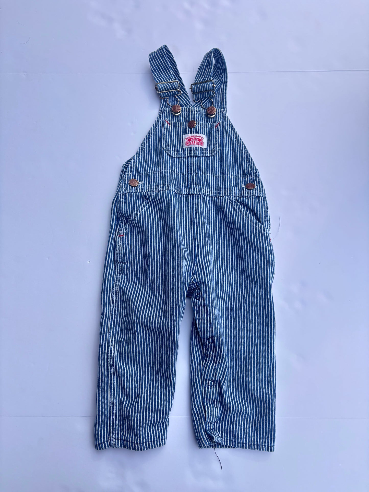 Kids Vintage Stripe Denim Overalls (3T)