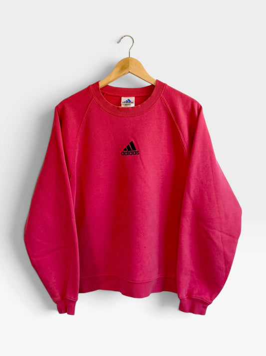 225 Threadz vintage pink adidas crewneck sweatshirt with black embroidered logo on chest and raglan sleeves