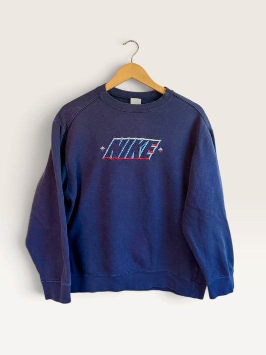 225 Threadz vintage navy blue Nike crewneck sweatshirt with a multi-dimensional embroidered chest graphic