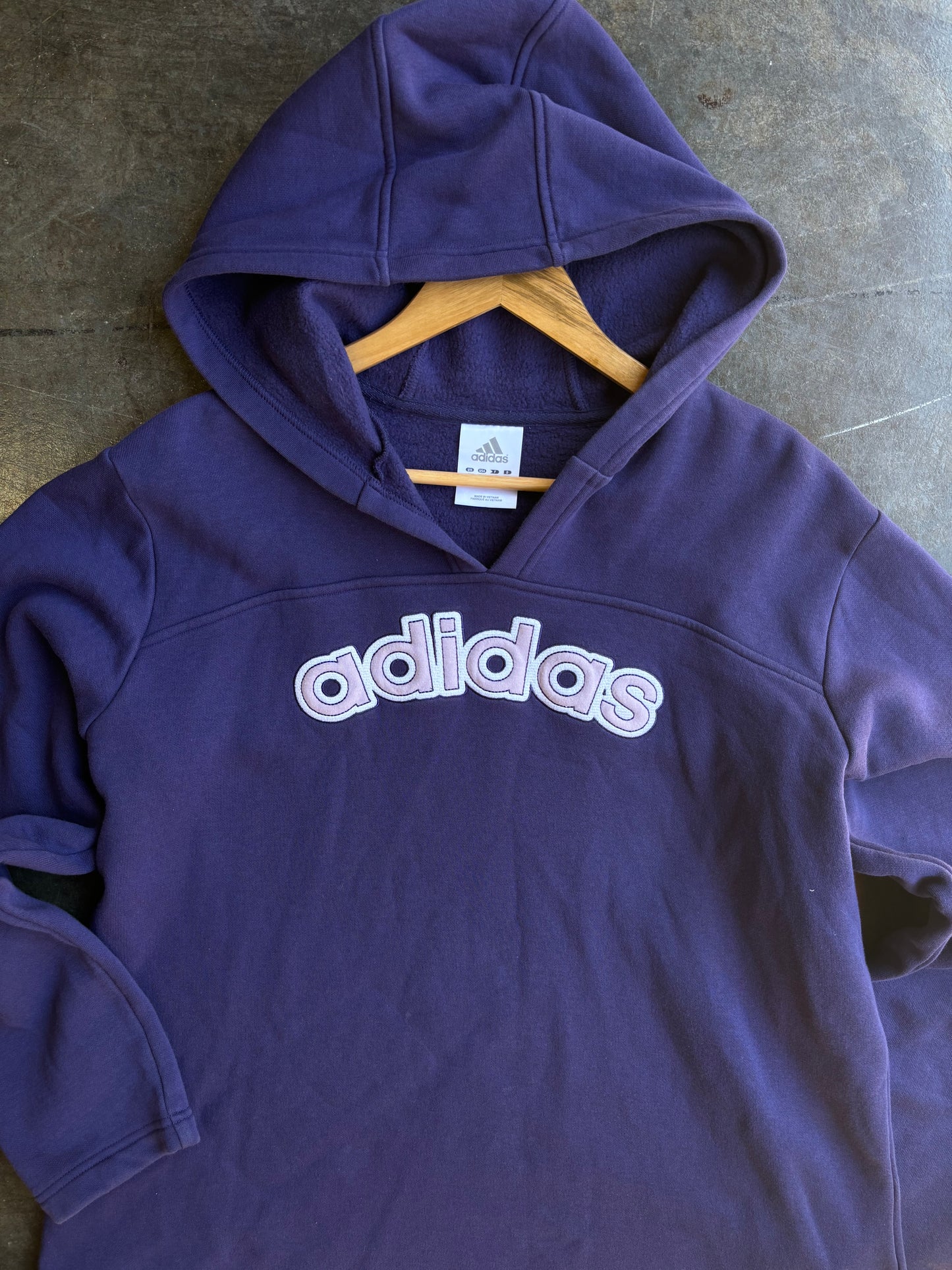 Vintage 00’s Purple Adidas Spellout Hoodie (XL)