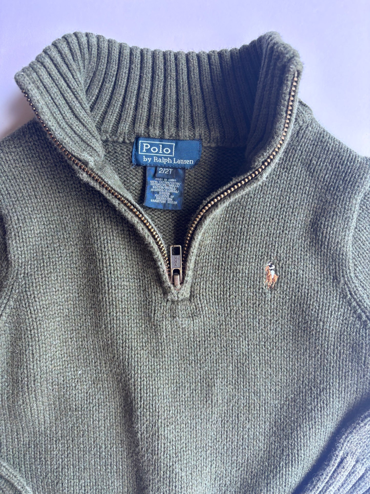 Kids Vintage Polo Quarter Zip Sweater (2T)