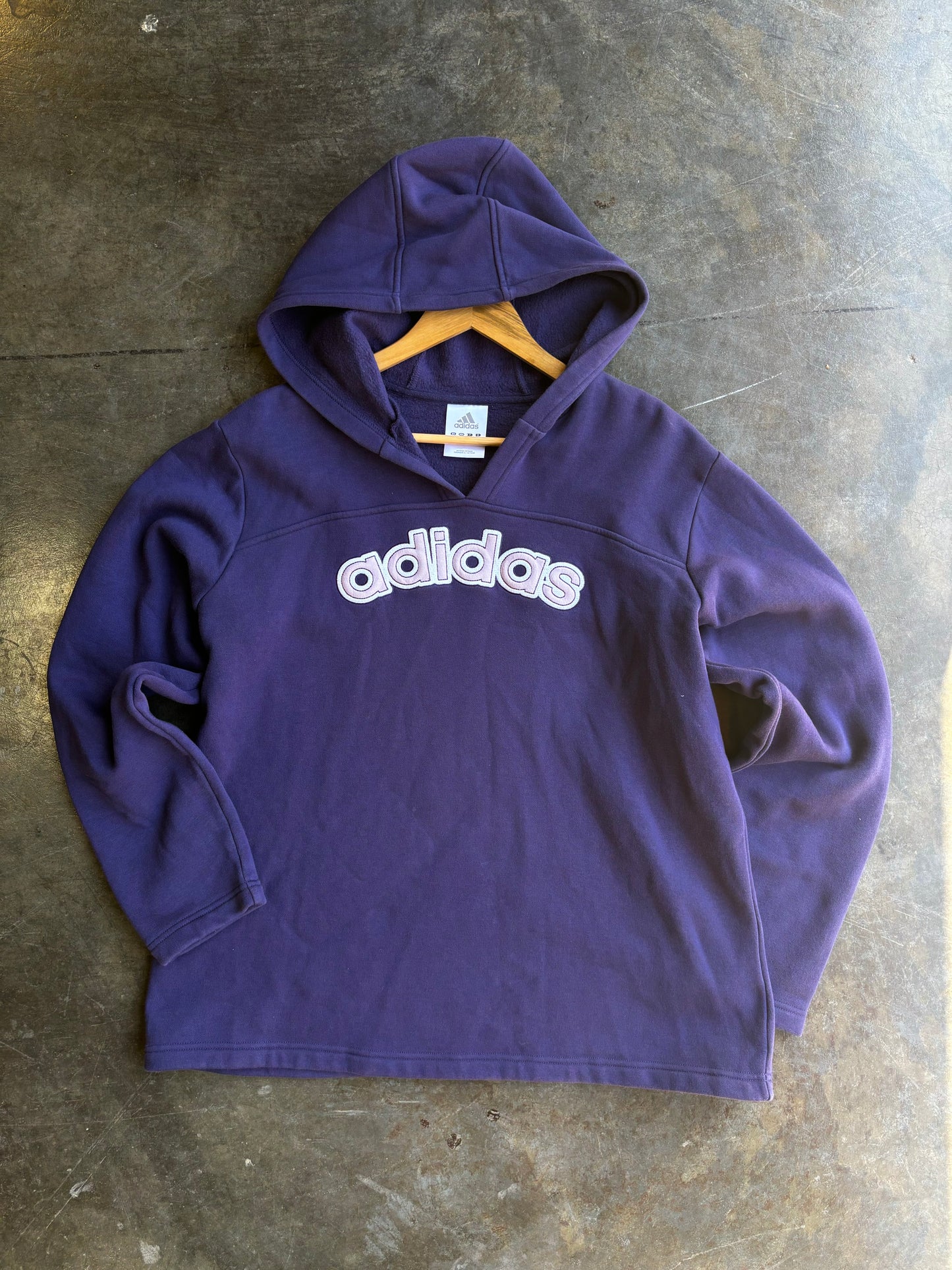 Vintage 00’s Purple Adidas Spellout Hoodie (XL)