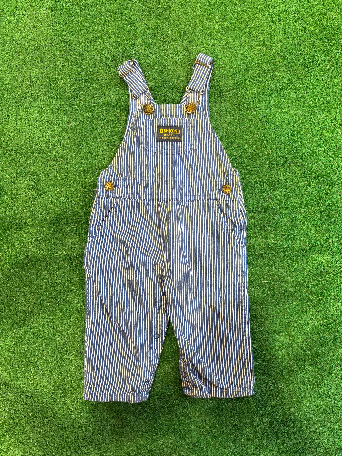 Kids Vintage Oshkosh Stripe Overalls (18MO)