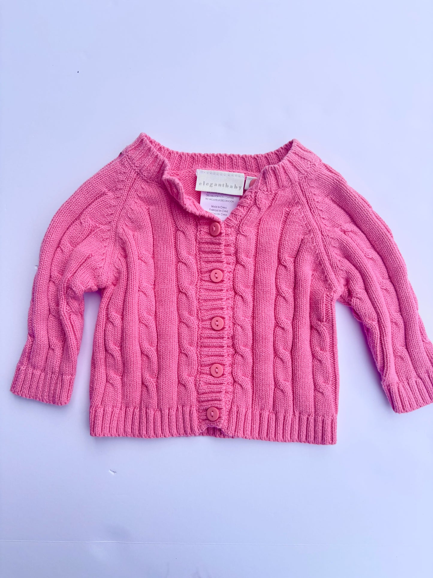 Kids Vintage Pink Cable Knit Sweater (6MO)