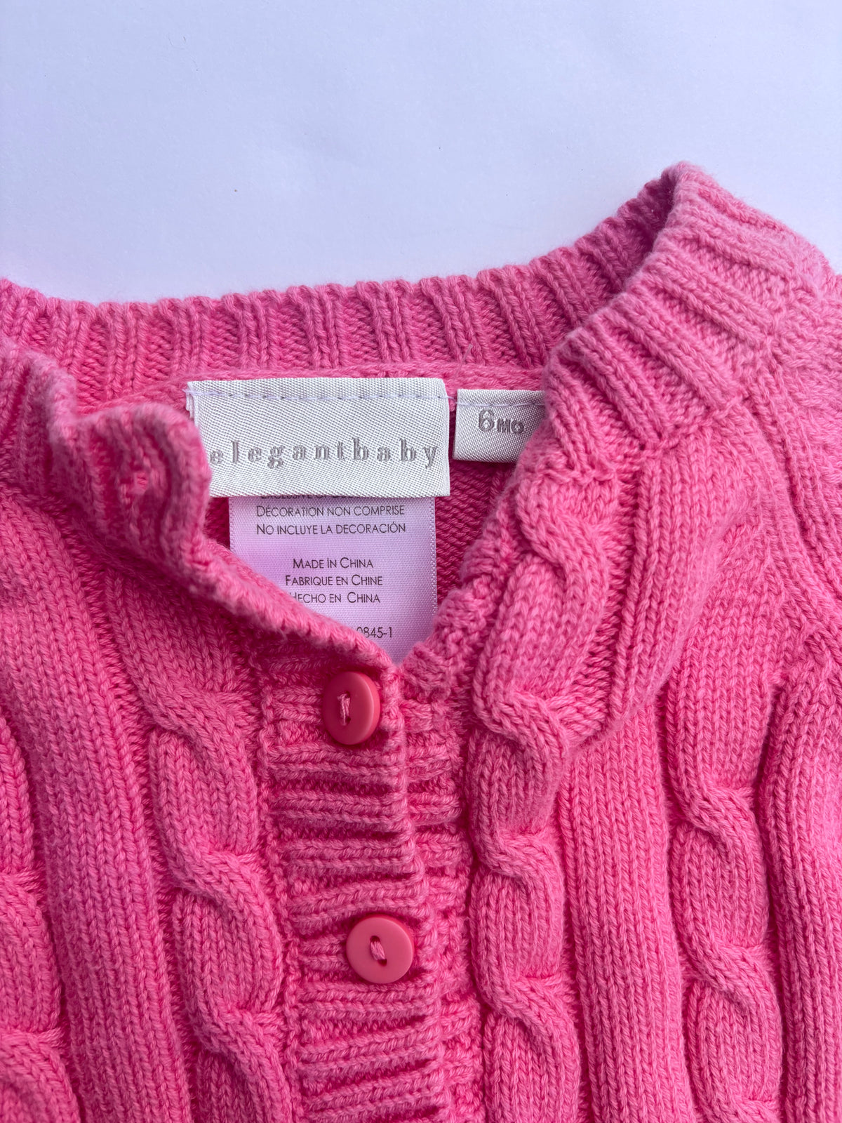Kids Vintage Pink Cable Knit Sweater (6MO)