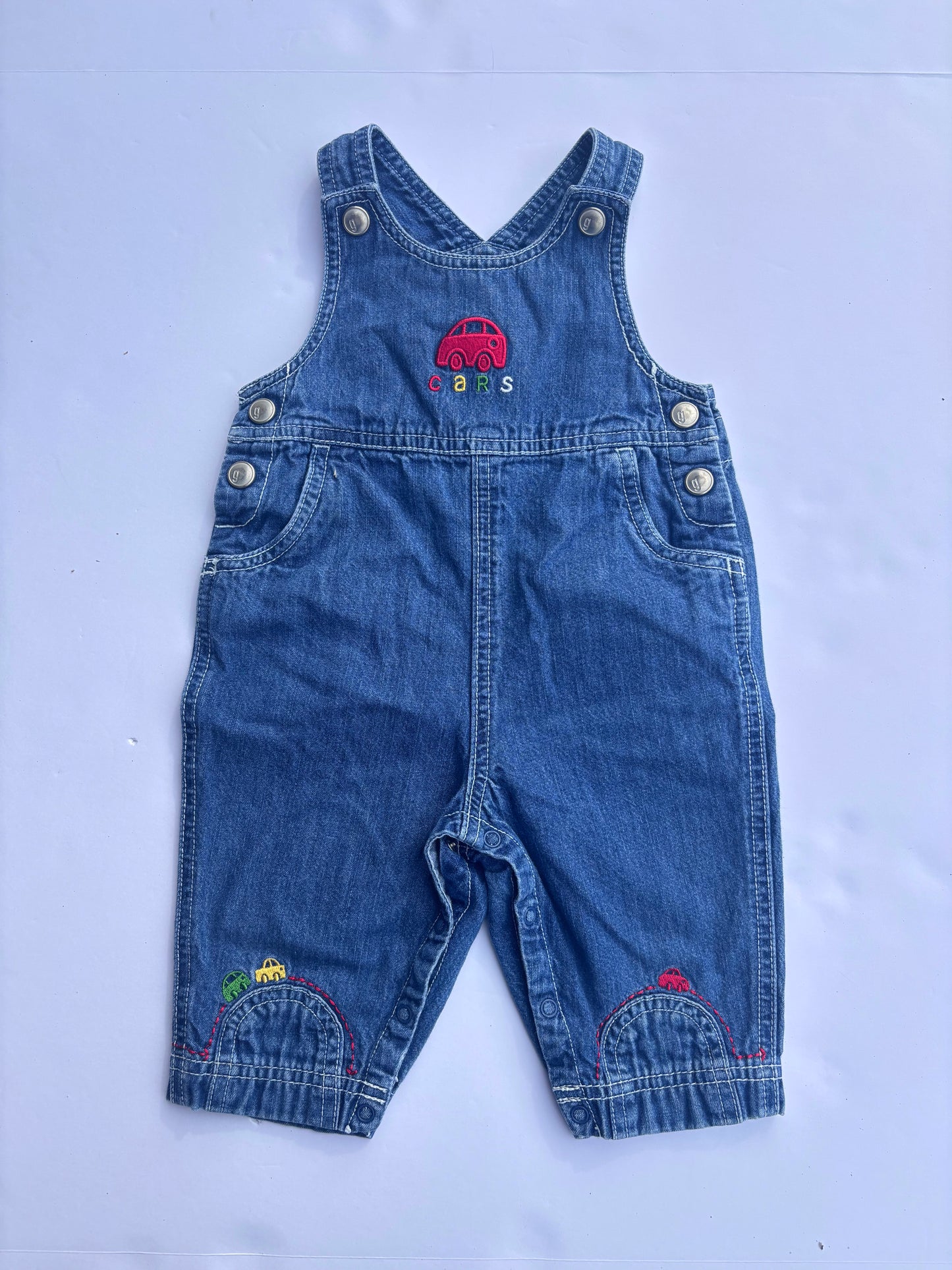 Kids Vintage Embroidered Cars Overalls (3-6mo)