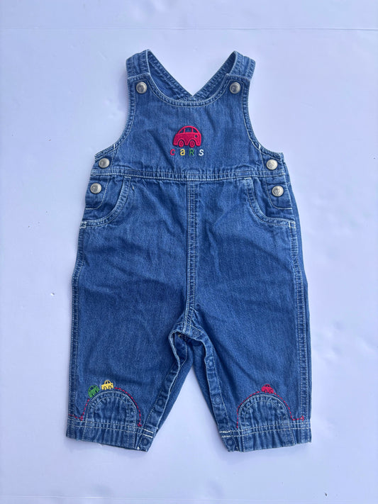 Kids Vintage Embroidered Cars Overalls (3-6mo)