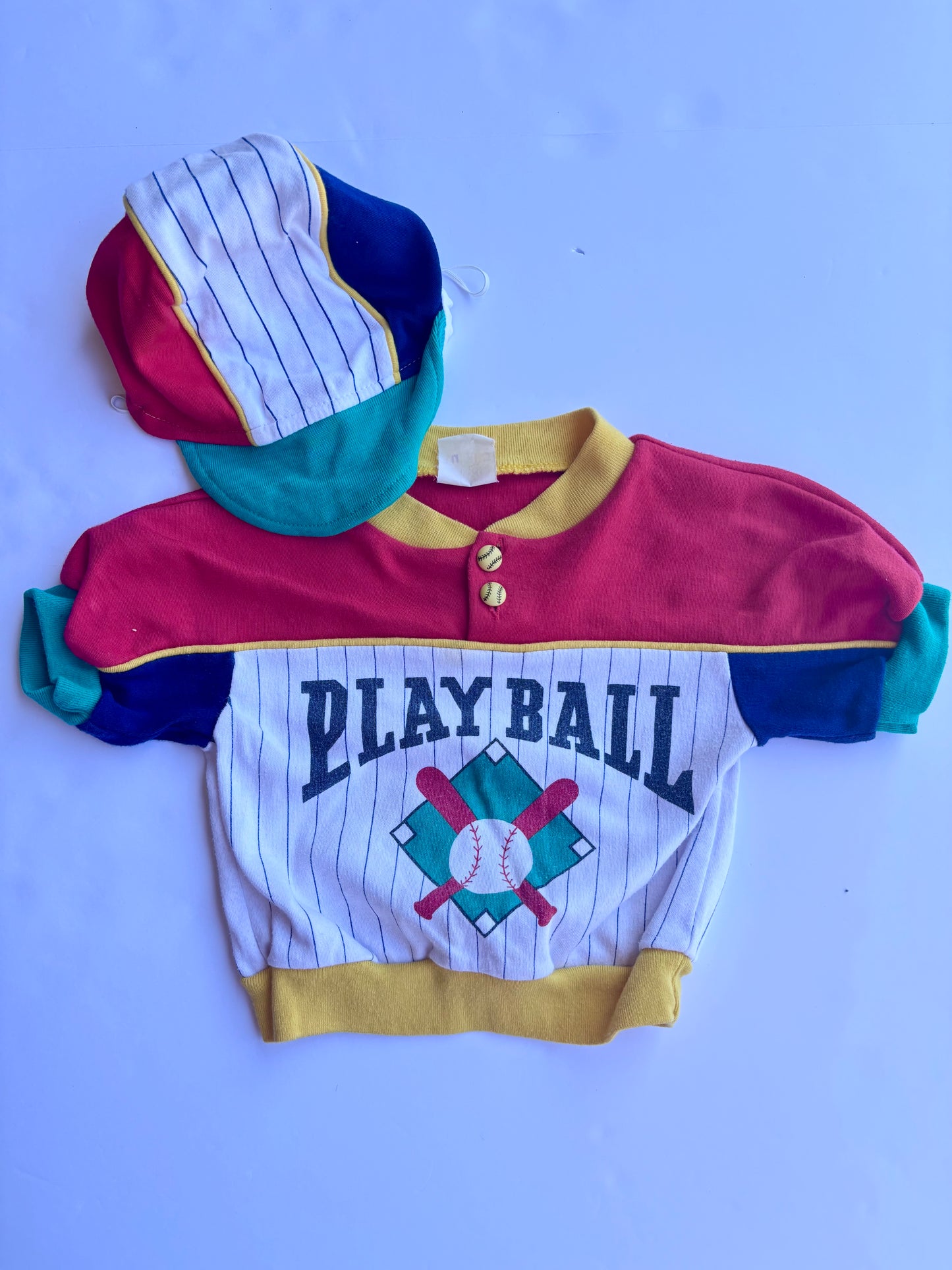 Kids Vintage Baseball Crewneck + Hat Set (12MO)
