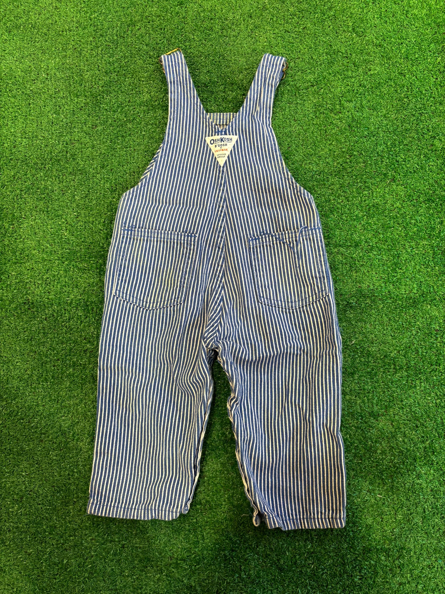Kids Vintage Oshkosh Stripe Overalls (18MO)