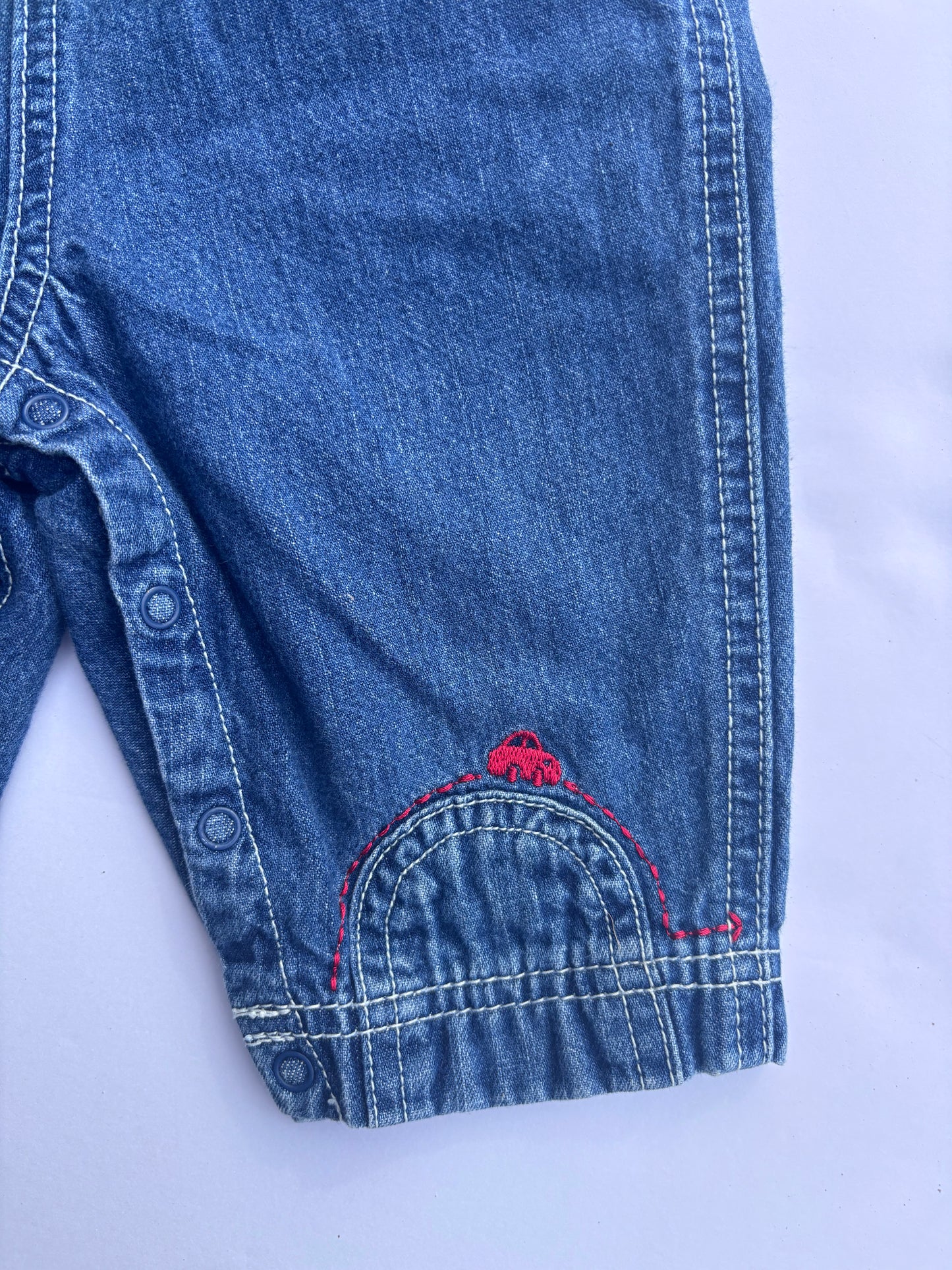 Kids Vintage Embroidered Cars Overalls (3-6mo)